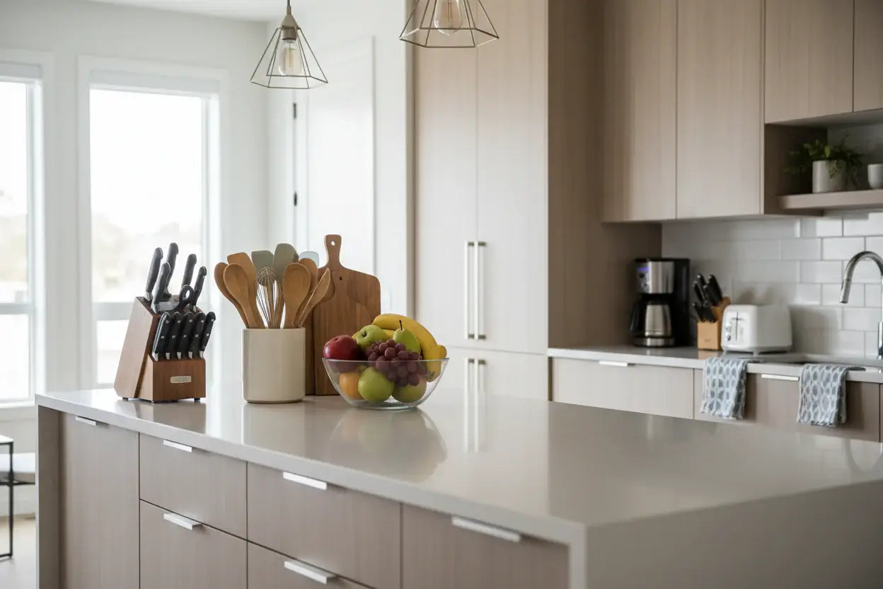 Modern kitchen essentials including cooking utensils, appliances, and home organization tools.