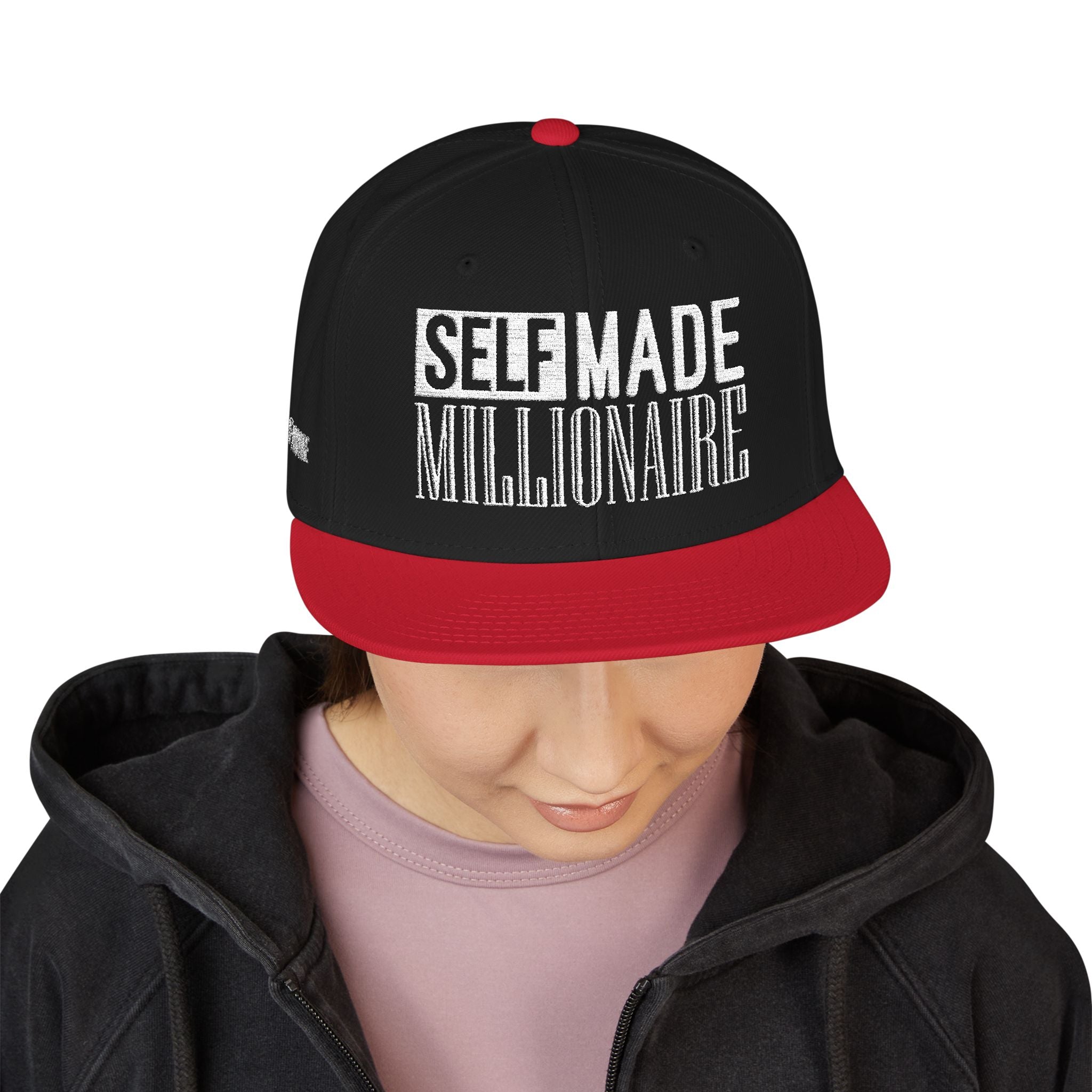 Distressed Self-Made Millionaire Embroidered Snapback Hat
