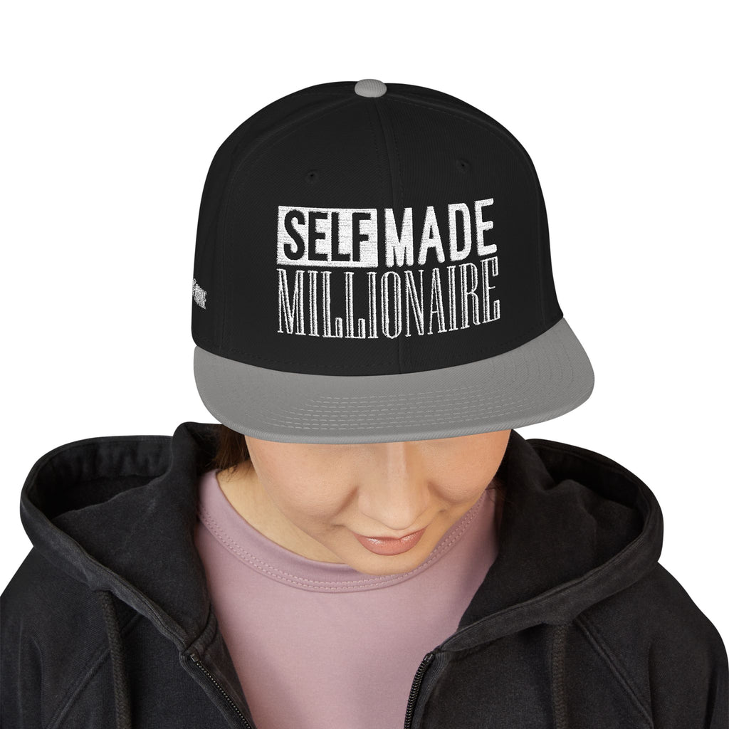 Distressed Self-Made Millionaire Embroidered Snapback Hat