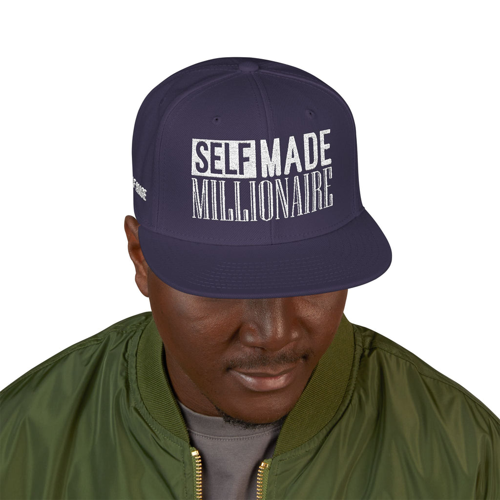 Distressed Self-Made Millionaire Embroidered Snapback Hat