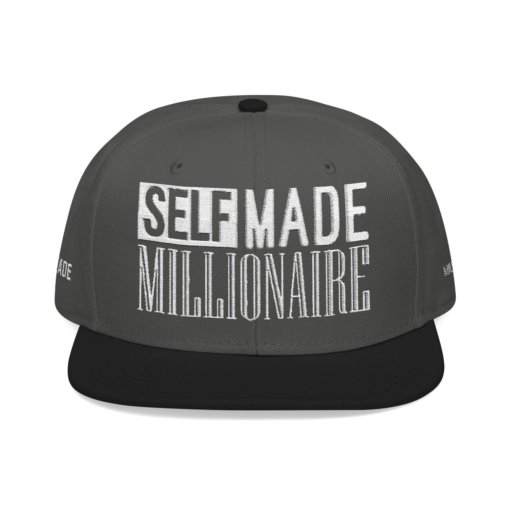 Distressed Self-Made Millionaire Embroidered Snapback Hat