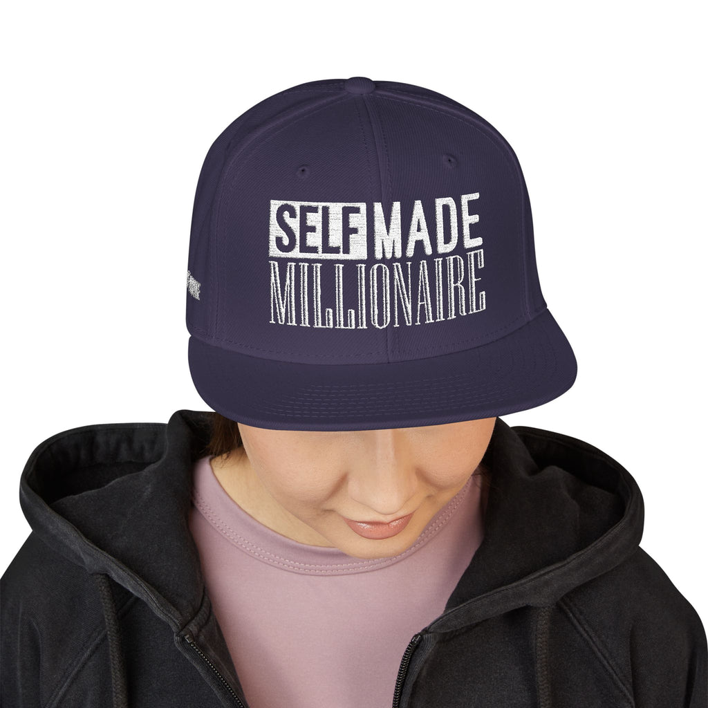 Distressed Self-Made Millionaire Embroidered Snapback Hat