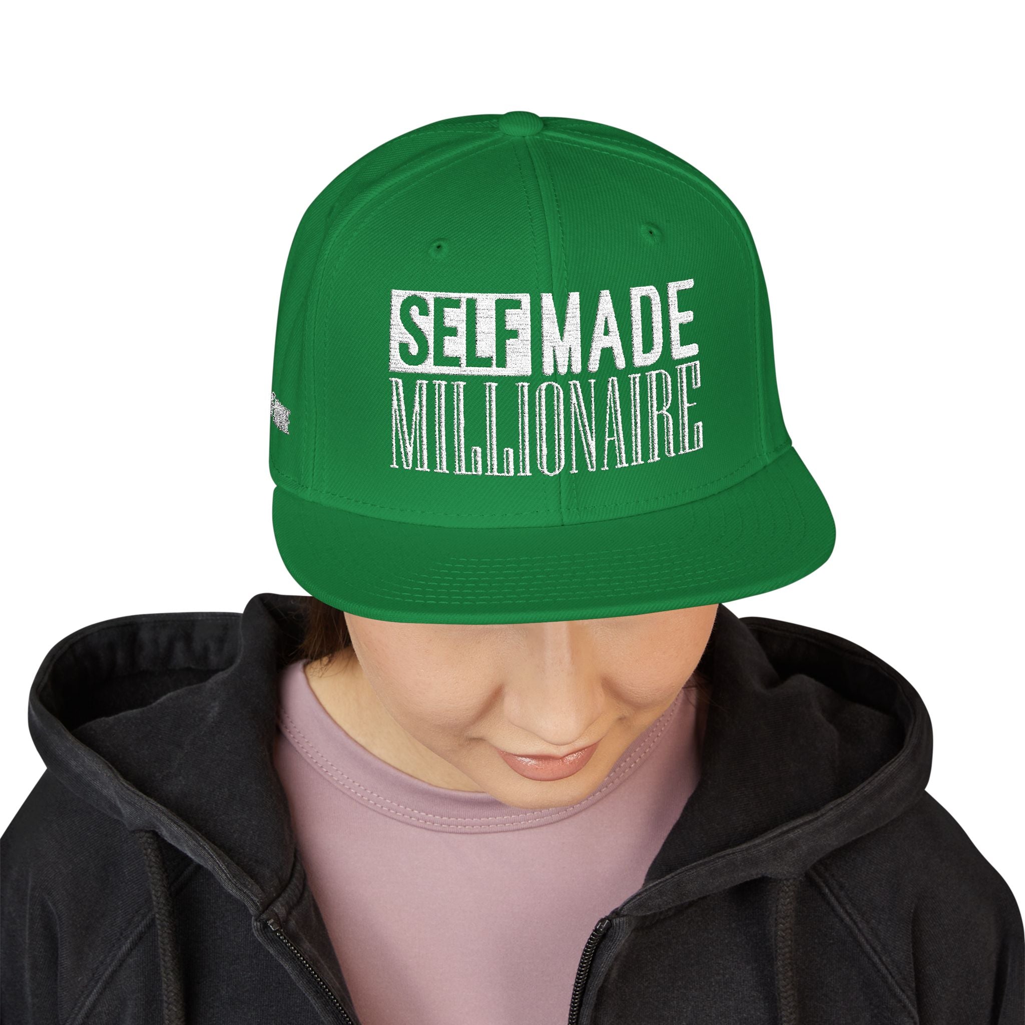 Distressed Self-Made Millionaire Embroidered Snapback Hat
