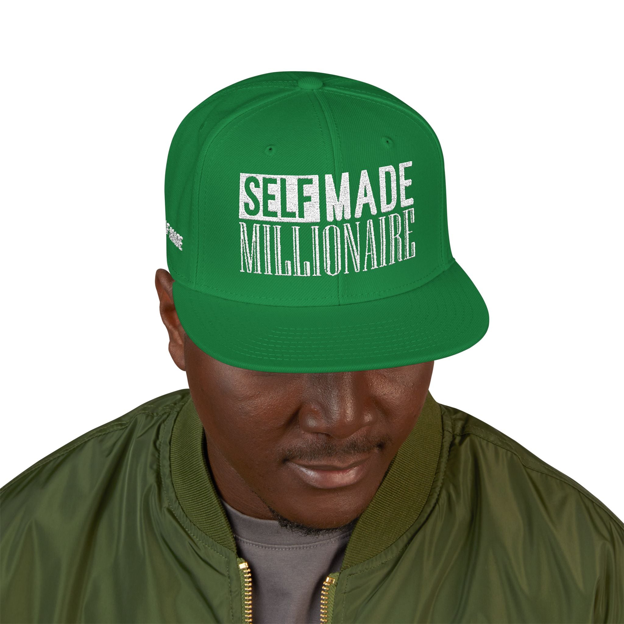 Distressed Self-Made Millionaire Embroidered Snapback Hat