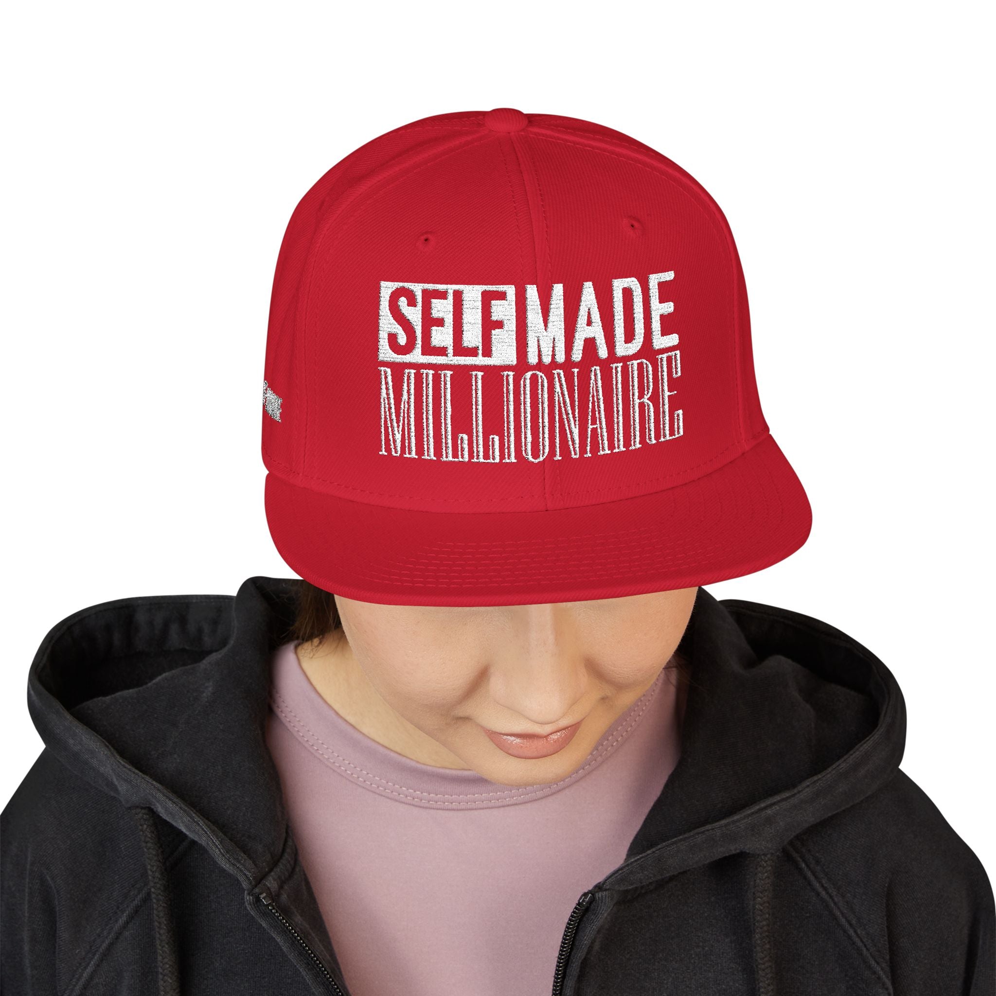 Distressed Self-Made Millionaire Embroidered Snapback Hat