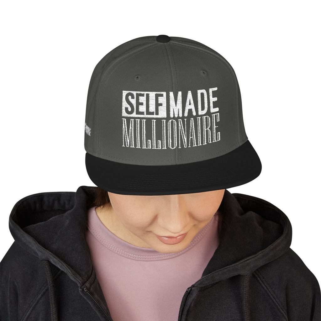 Distressed Self-Made Millionaire Embroidered Snapback Hat
