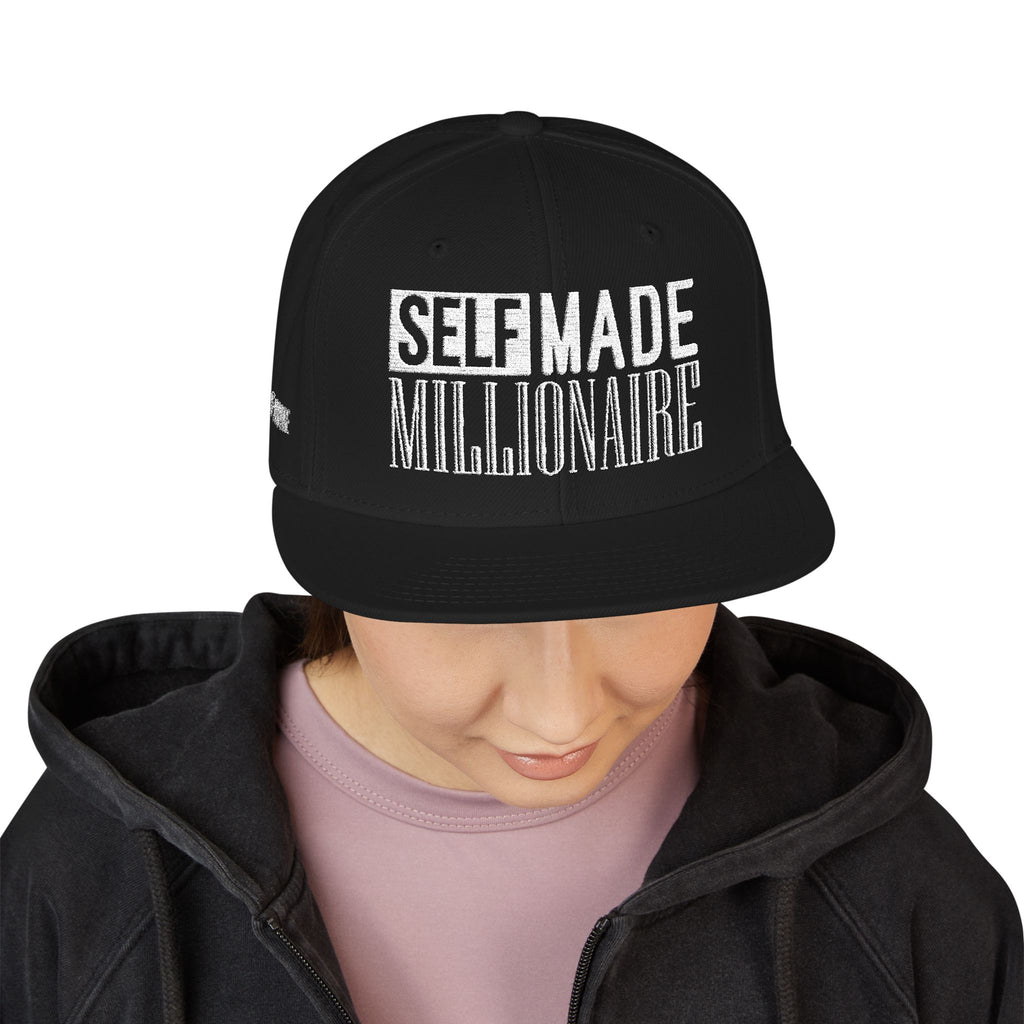 Distressed Self-Made Millionaire Embroidered Snapback Hat