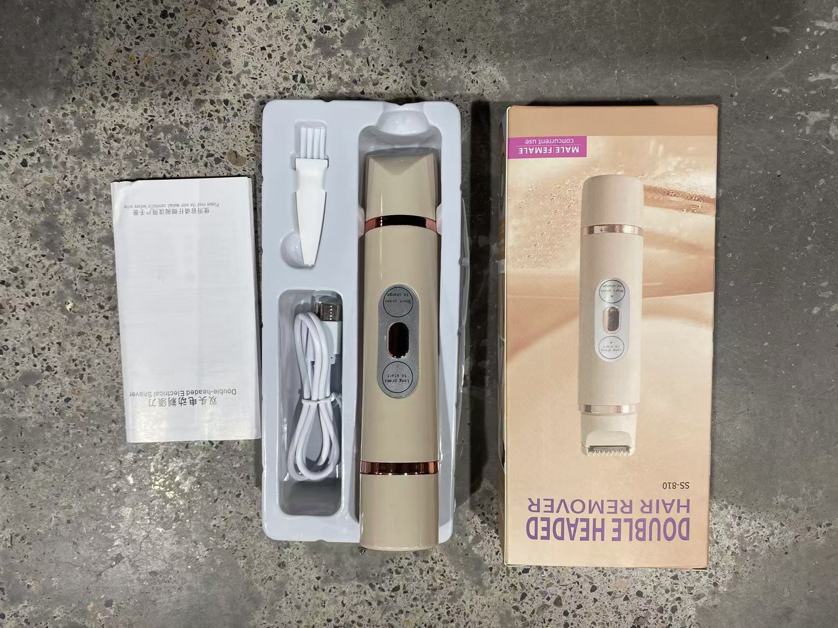 Dual-Head Electric Shaver Painless Women's Epilator Bikini Hair Removal Device Automatic Hair Trimmer Underarm Facial Lips Leg