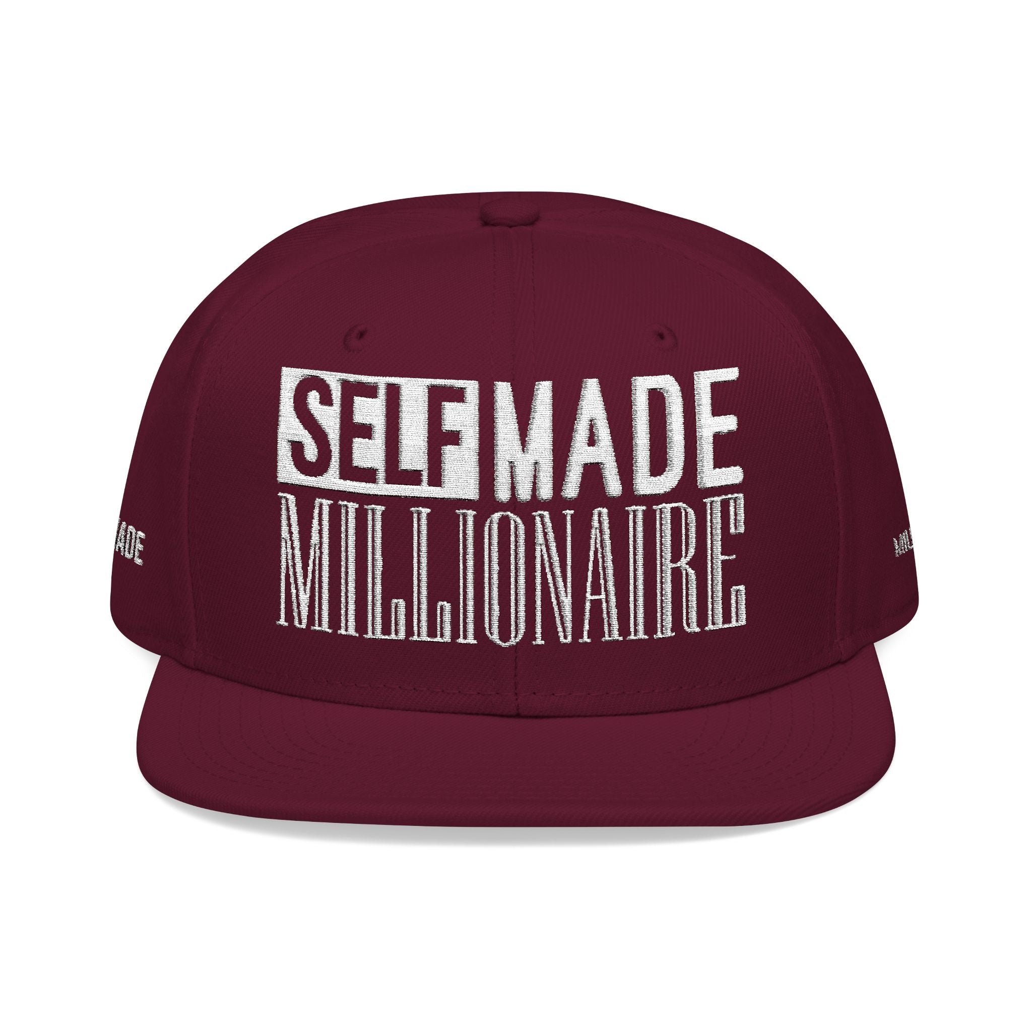 Distressed Self-Made Millionaire Embroidered Snapback Hat