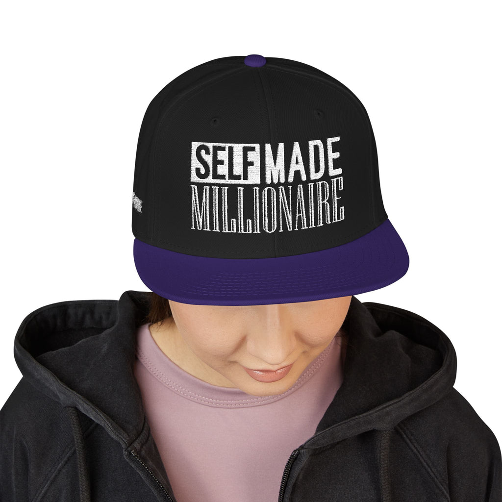 Distressed Self-Made Millionaire Embroidered Snapback Hat
