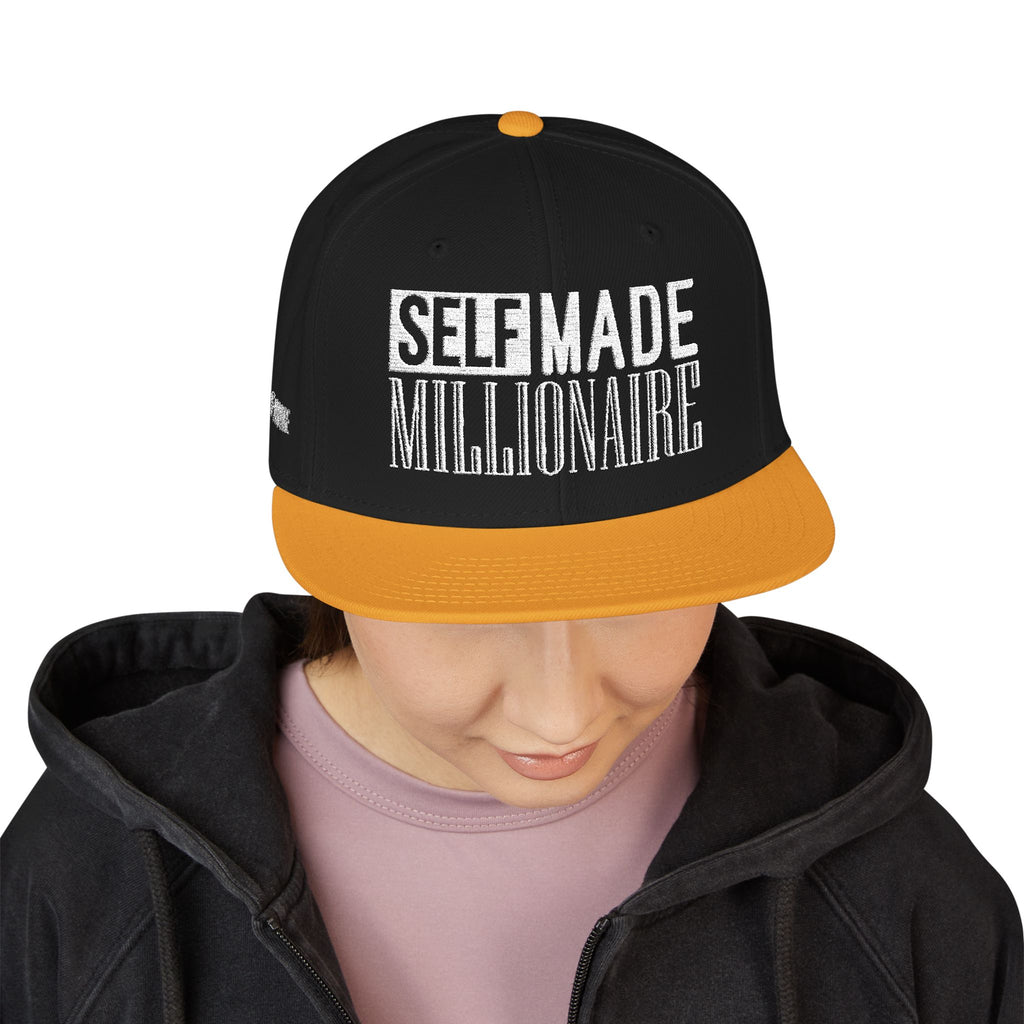 Distressed Self-Made Millionaire Embroidered Snapback Hat