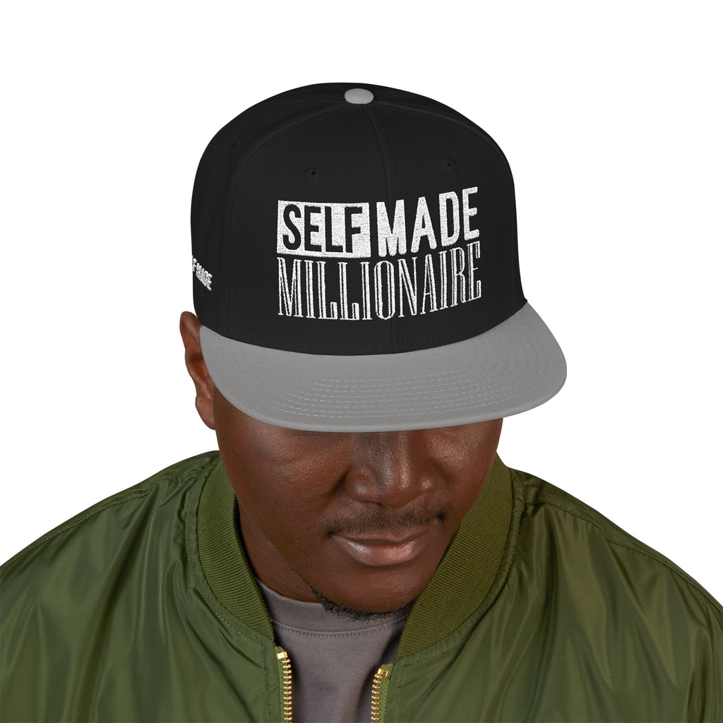Distressed Self-Made Millionaire Embroidered Snapback Hat