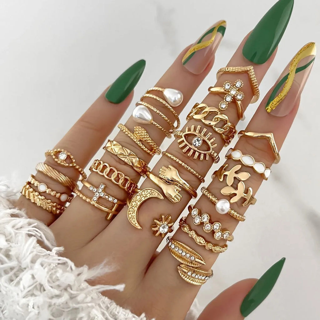 Elegant Enamel Knuckle Ring Set