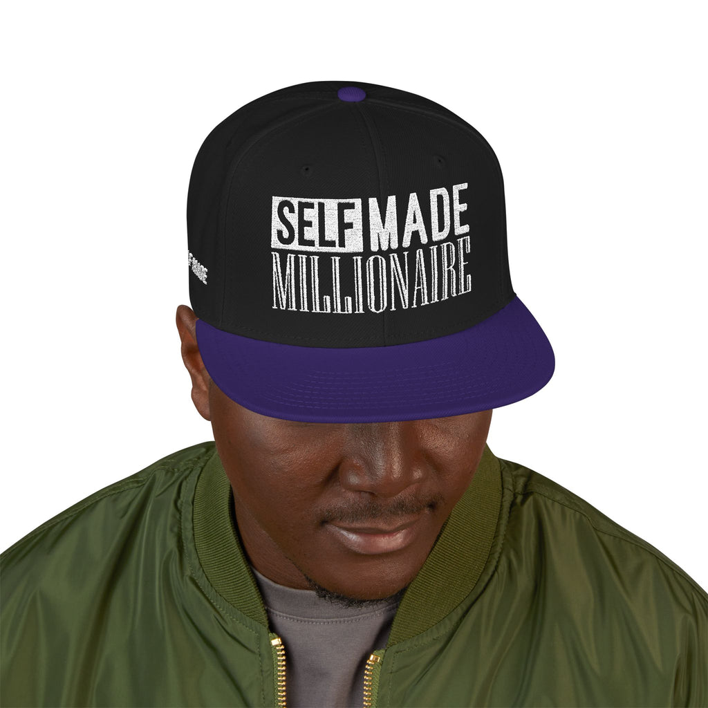 Distressed Self-Made Millionaire Embroidered Snapback Hat