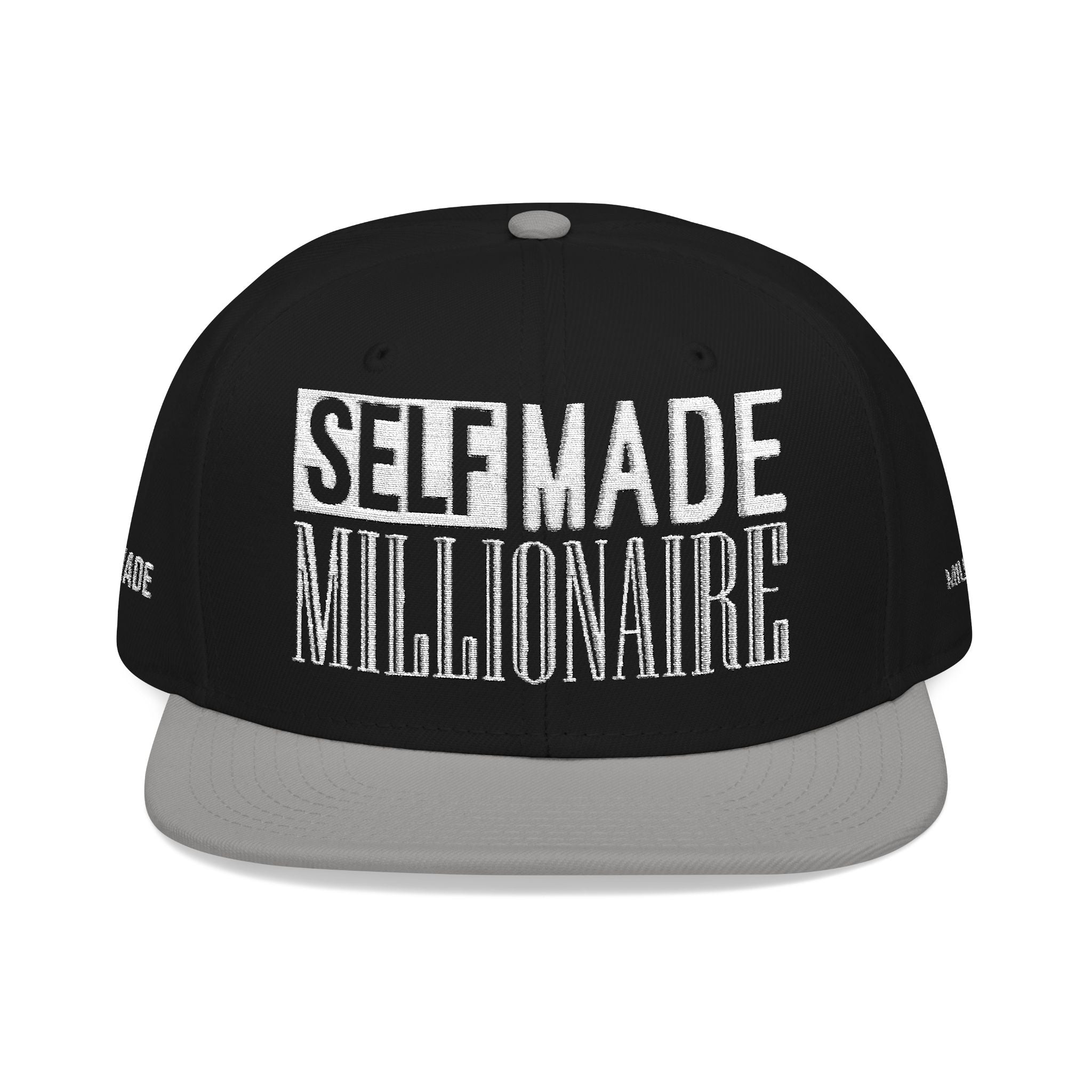 Distressed Self-Made Millionaire Embroidered Snapback Hat