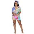 European And American Women's Random Printed Shirt Short Sleeve Shorts Suit