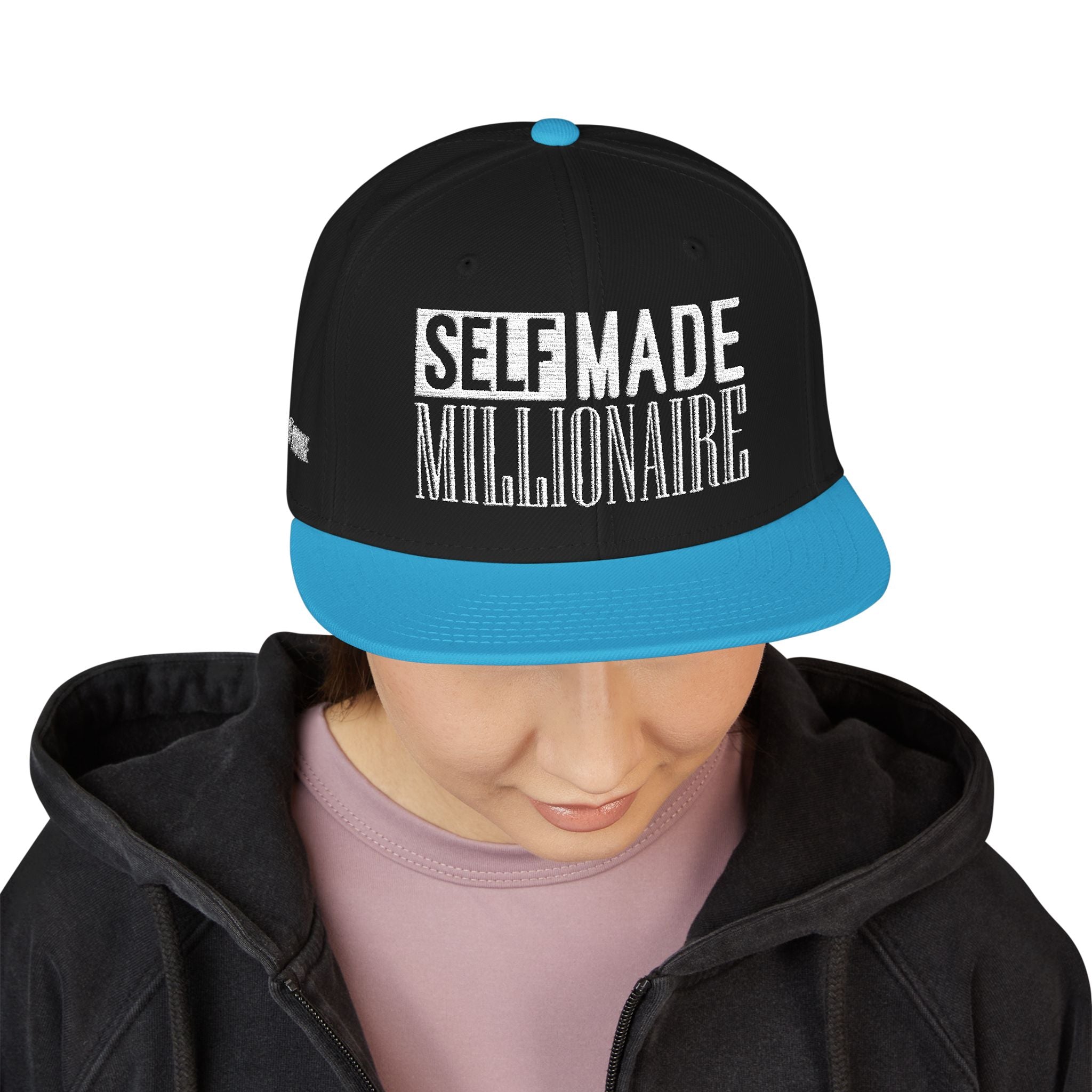 Distressed Self-Made Millionaire Embroidered Snapback Hat