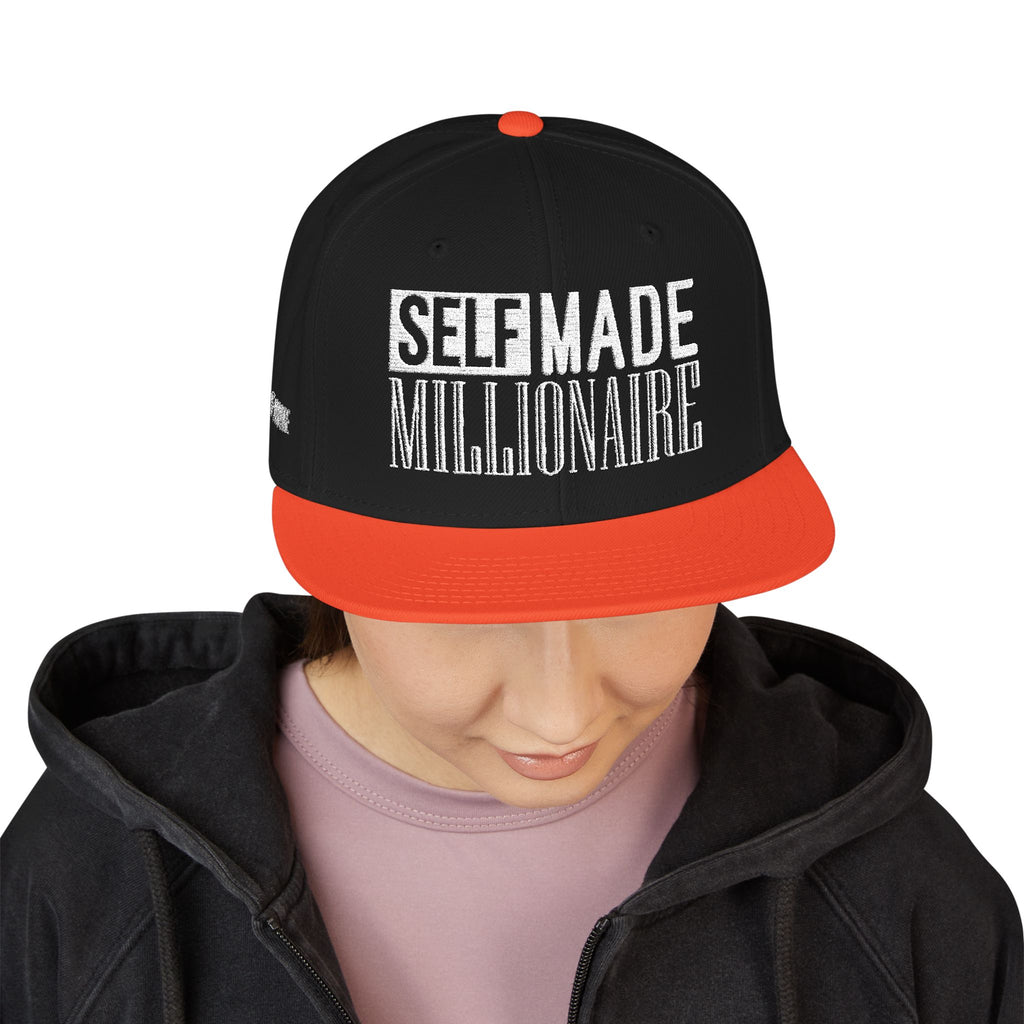 Distressed Self-Made Millionaire Embroidered Snapback Hat