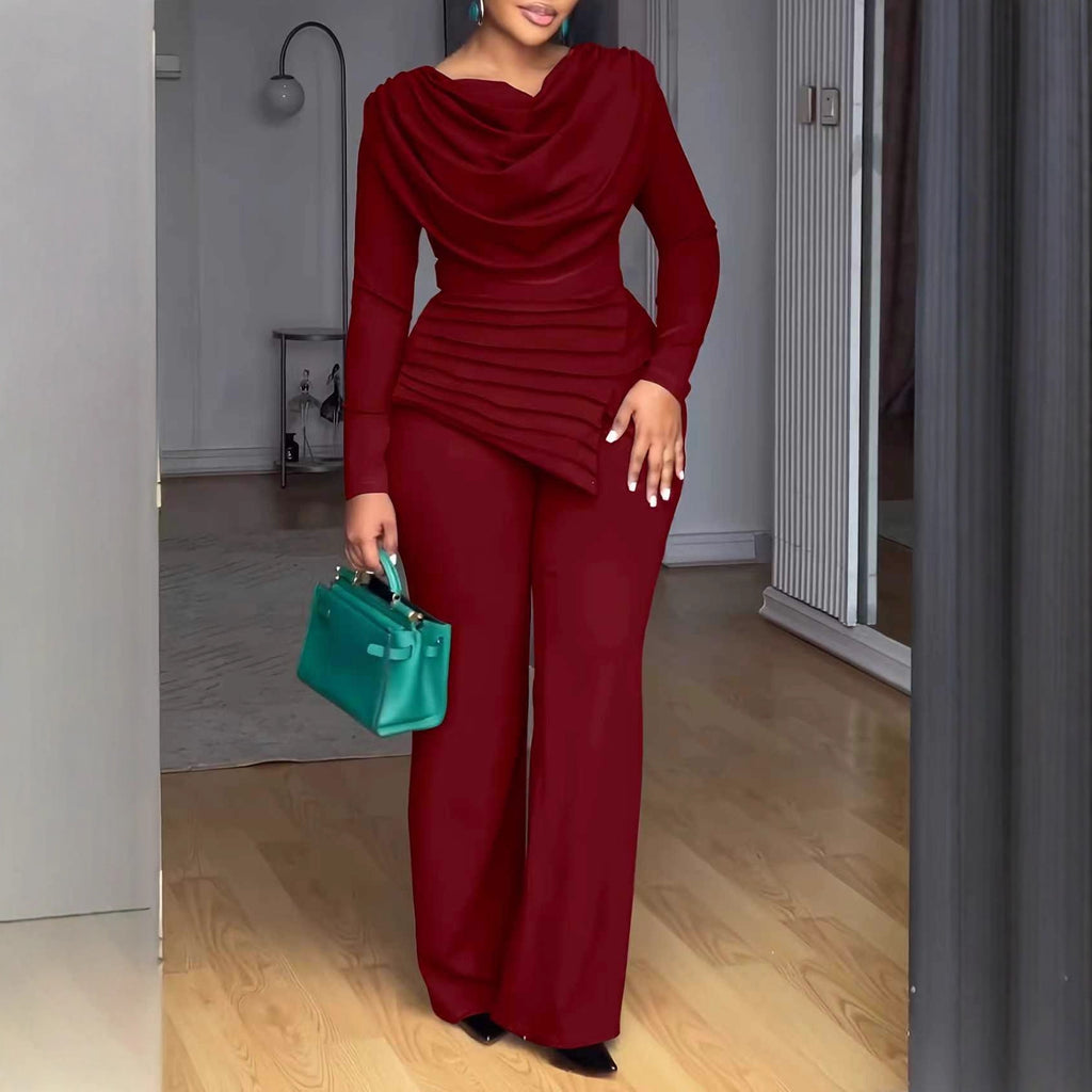 Cropped Top Flared Pants Fashion Casual Set