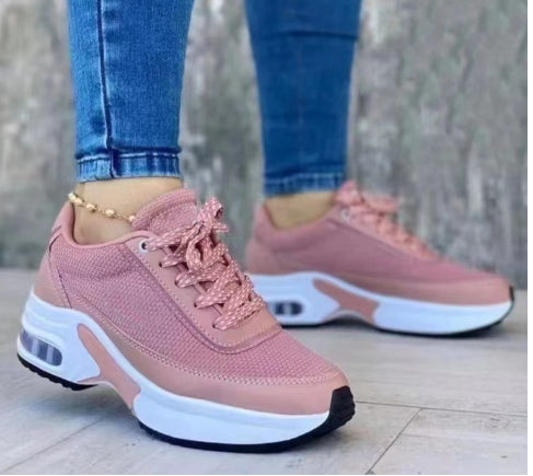 Fashion Round Toe Mid Heel Lace Up Shoes