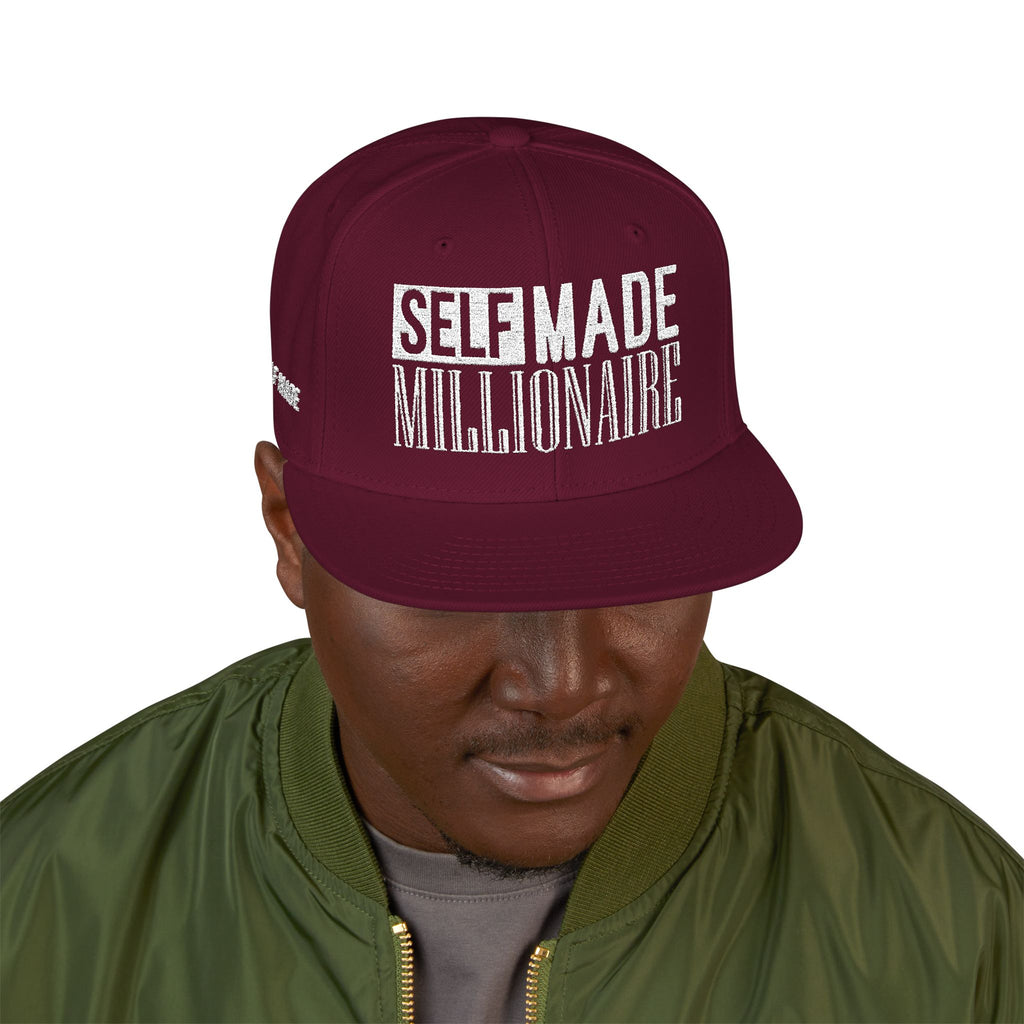 Distressed Self-Made Millionaire Embroidered Snapback Hat