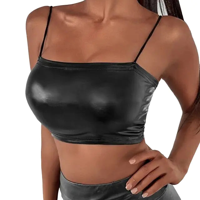 Ladies' Sleek Patent Leather Corset Top