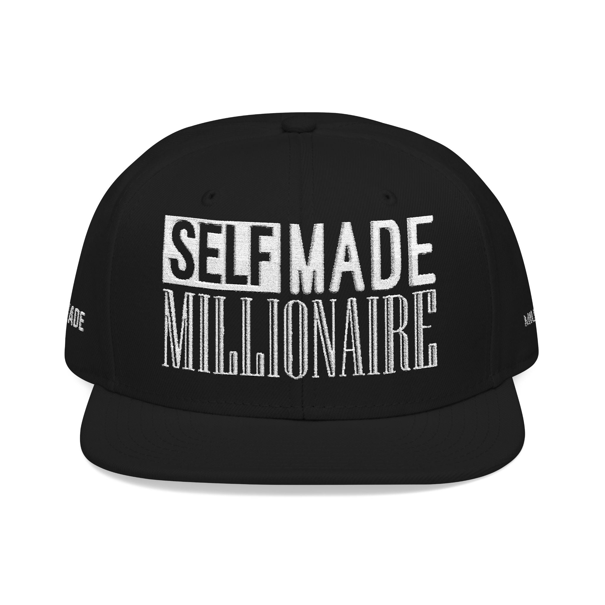 Distressed Self-Made Millionaire Embroidered Snapback Hat