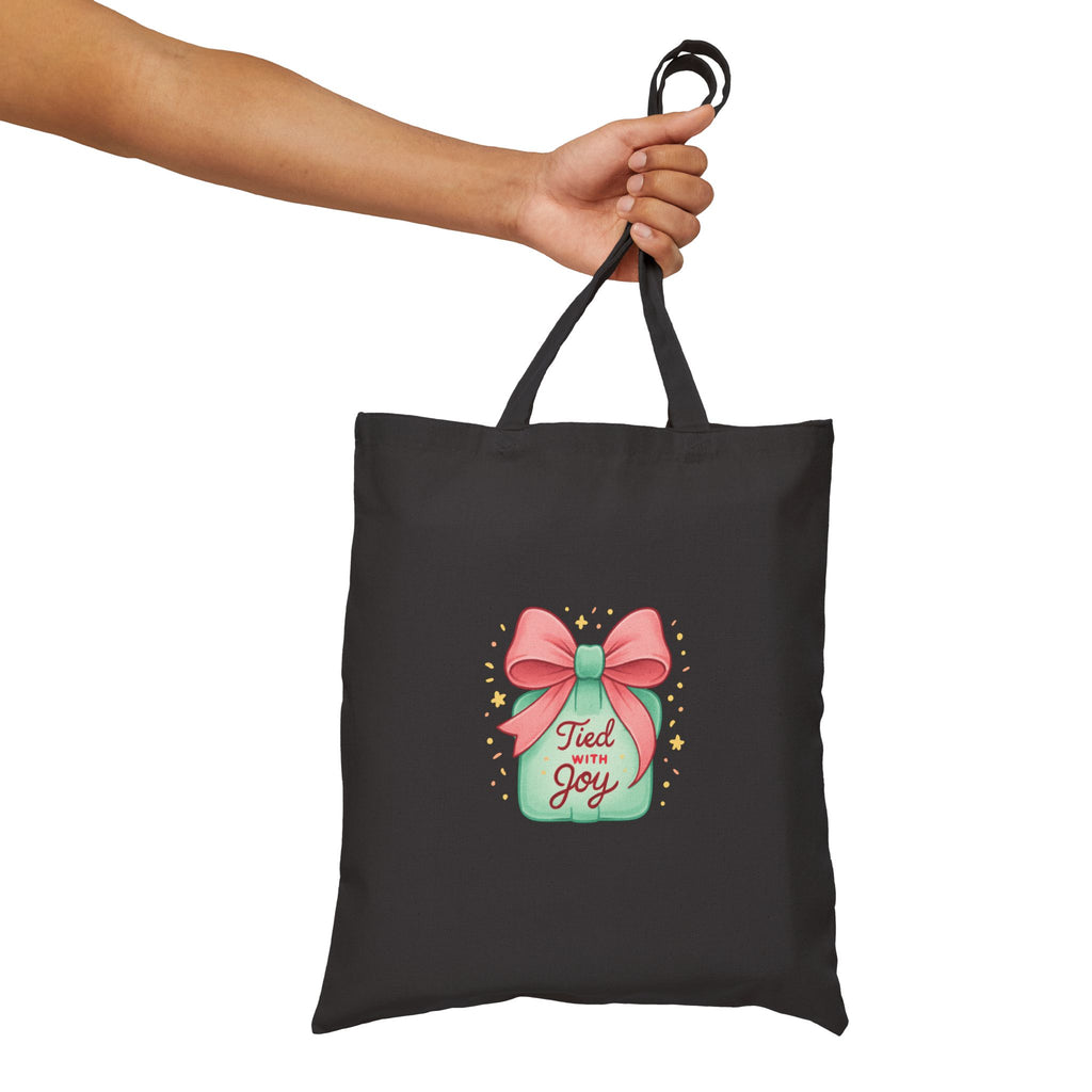 Filled With Joy tote bag | bow mason jar illustration, holiday spring motif