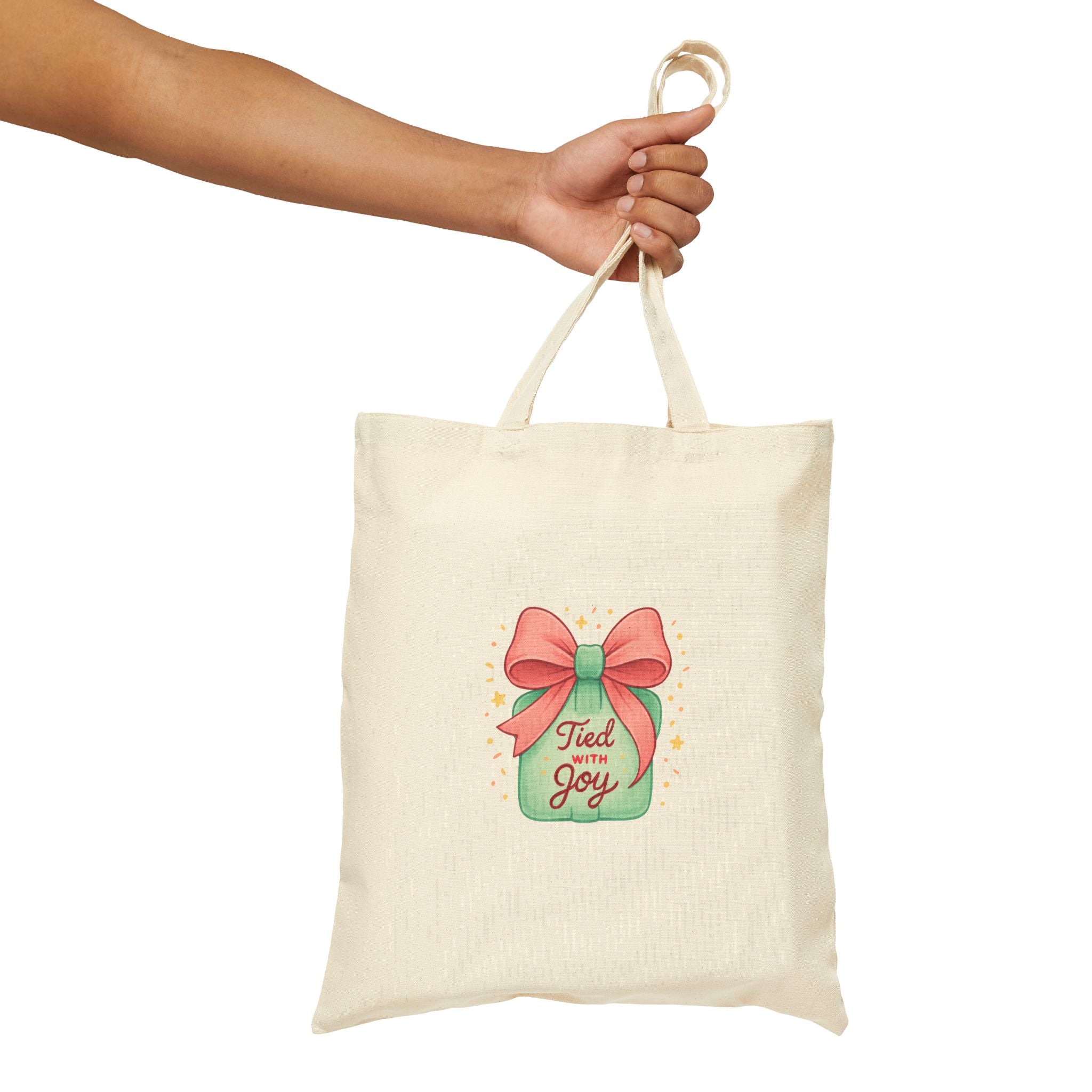Filled With Joy tote bag | bow mason jar illustration, holiday spring motif