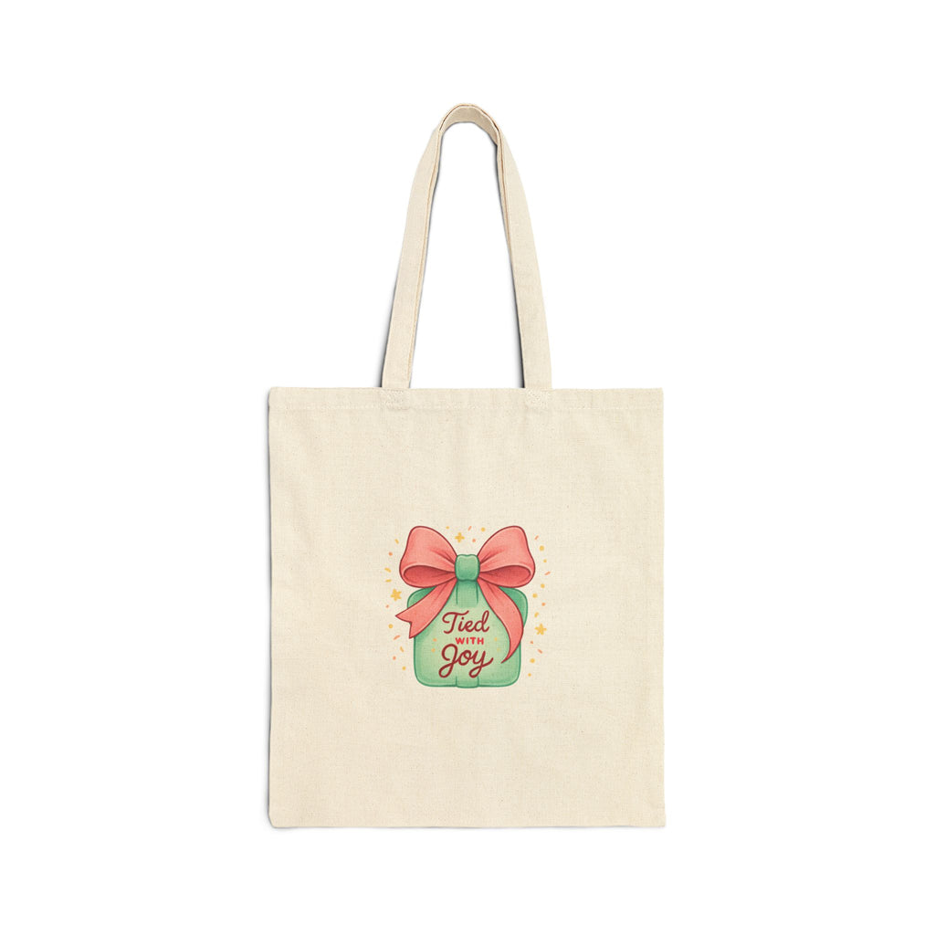 Filled With Joy tote bag | bow mason jar illustration, holiday spring motif