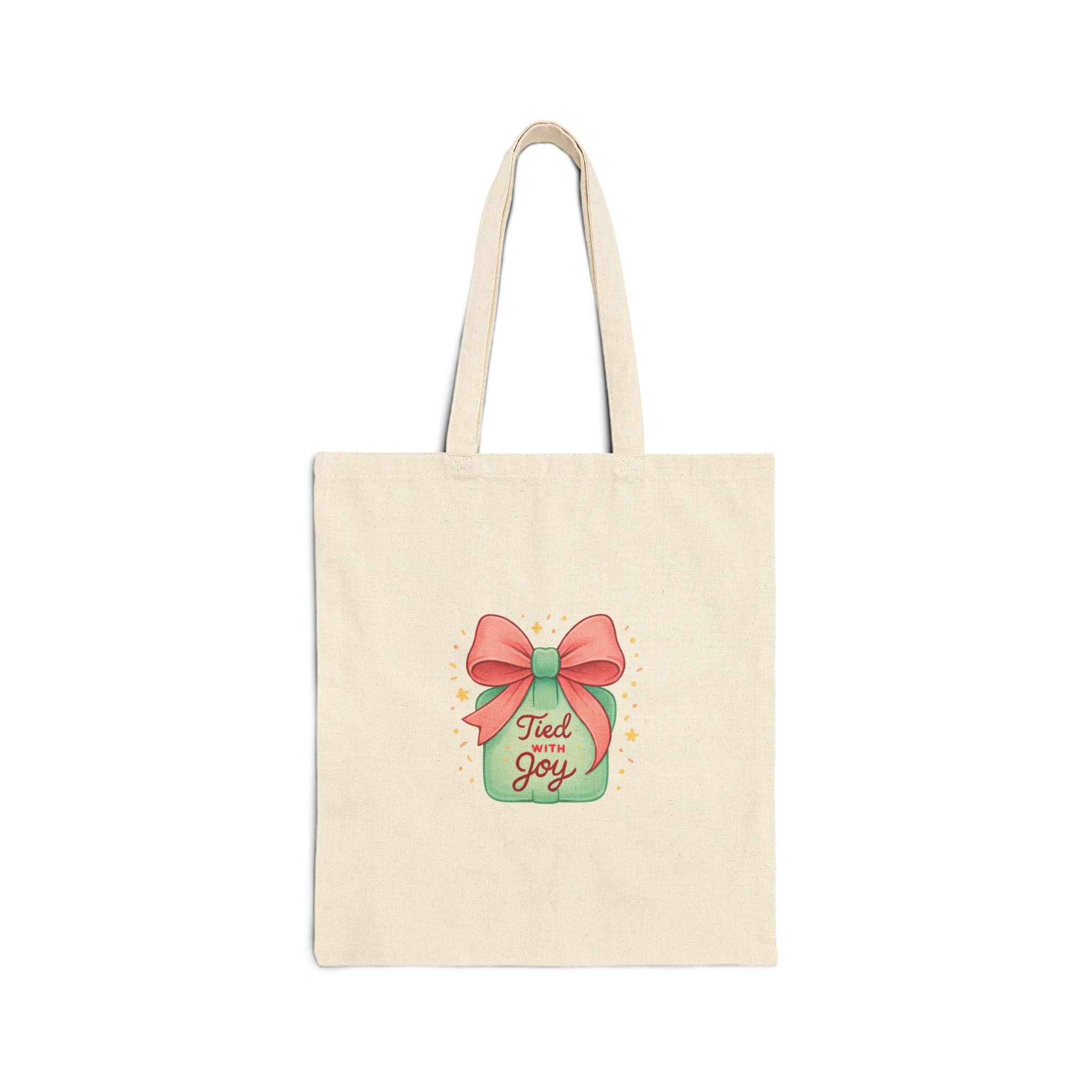 Filled With Joy tote bag | bow mason jar illustration, holiday spring motif