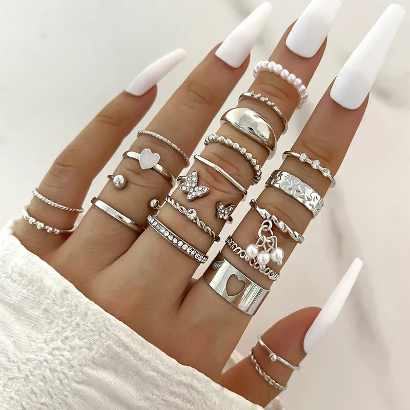 Elegant Enamel Knuckle Ring Set