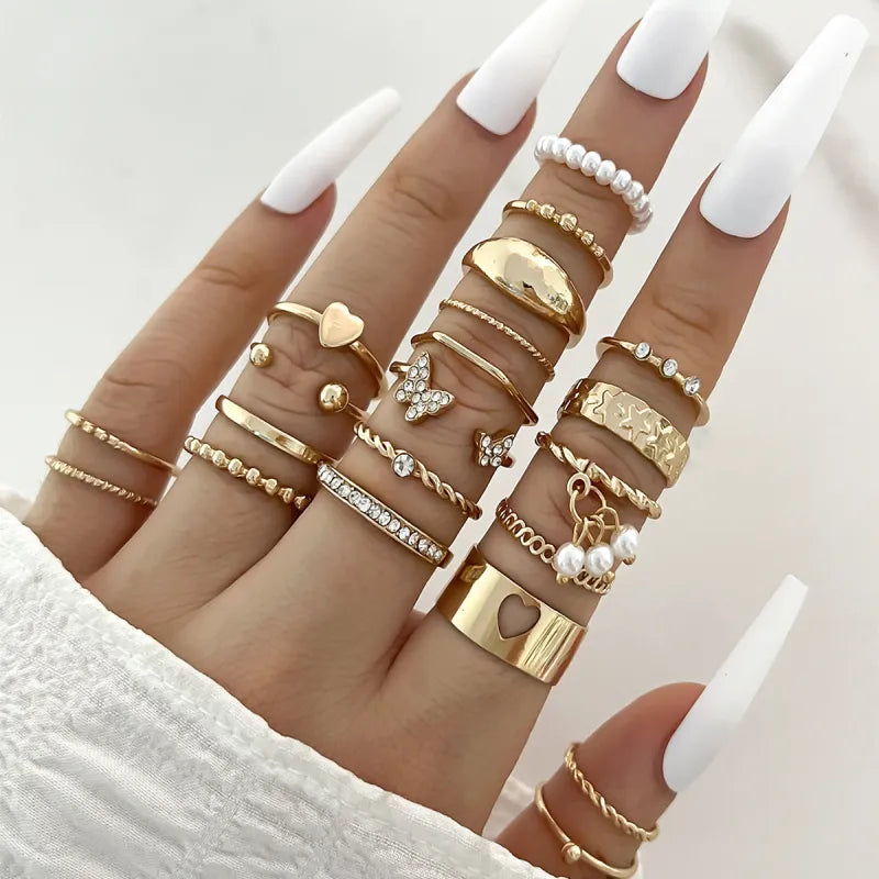 Elegant Enamel Knuckle Ring Set