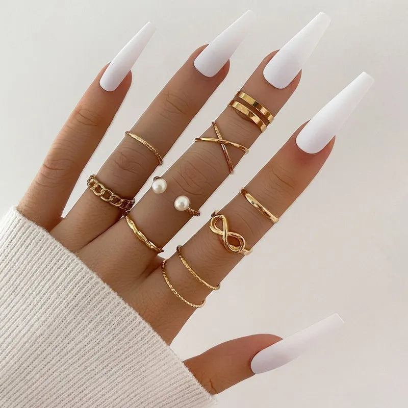Elegant Enamel Knuckle Ring Set