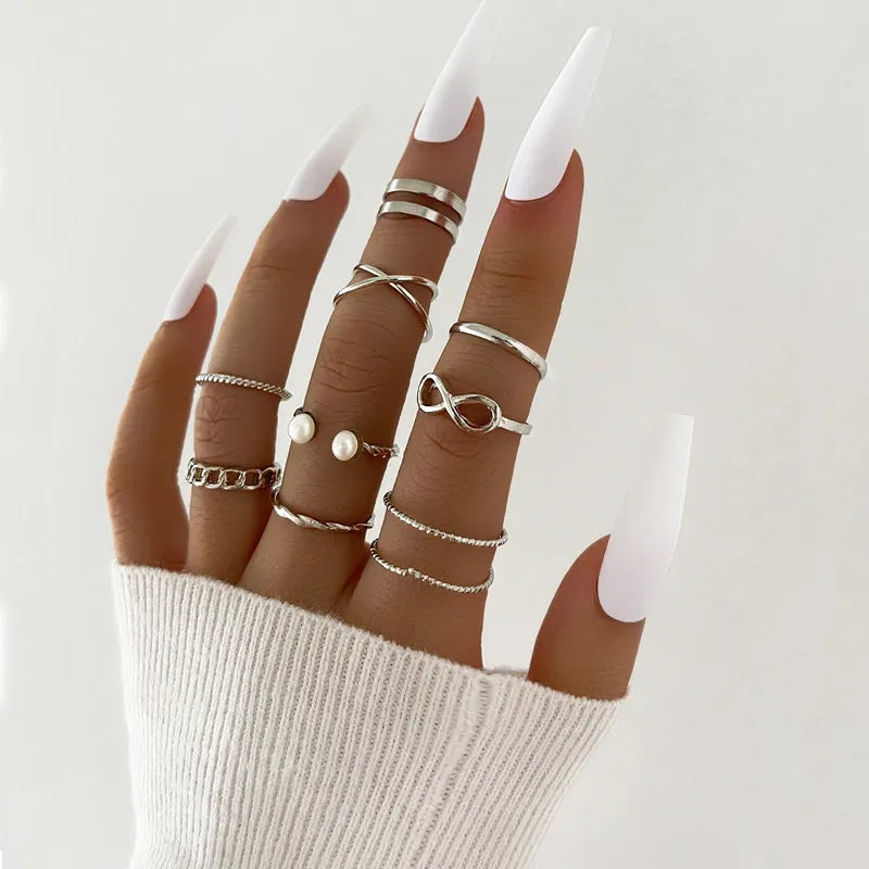 Elegant Enamel Knuckle Ring Set