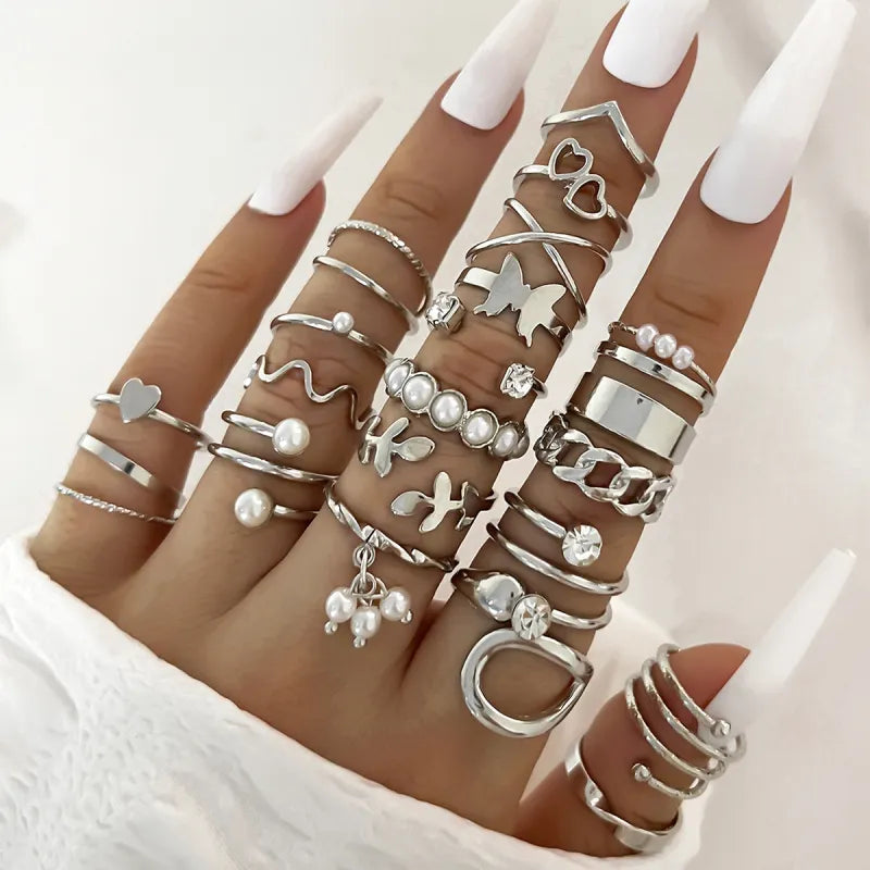 Elegant Enamel Knuckle Ring Set