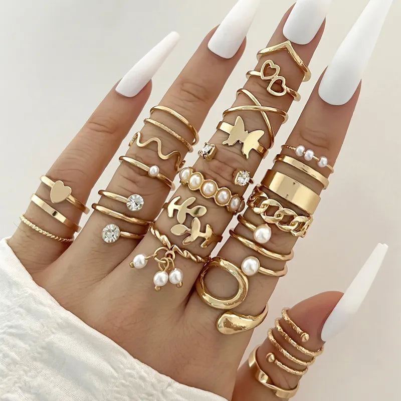 Elegant Enamel Knuckle Ring Set