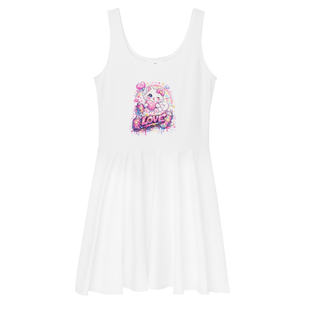 Sleeveless Skater Dress - Flared Mid-Thigh Skirt