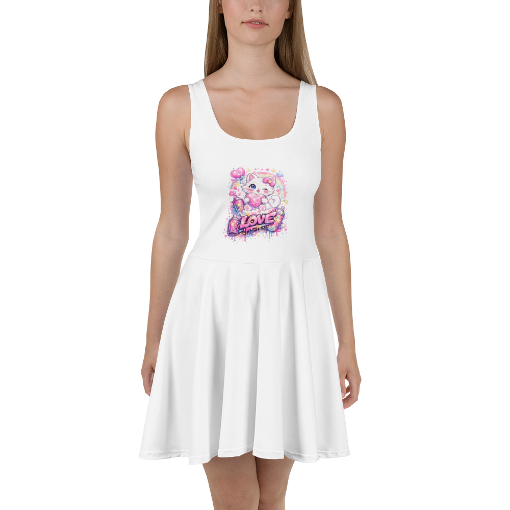 Sleeveless Skater Dress - Flared Mid-Thigh Skirt