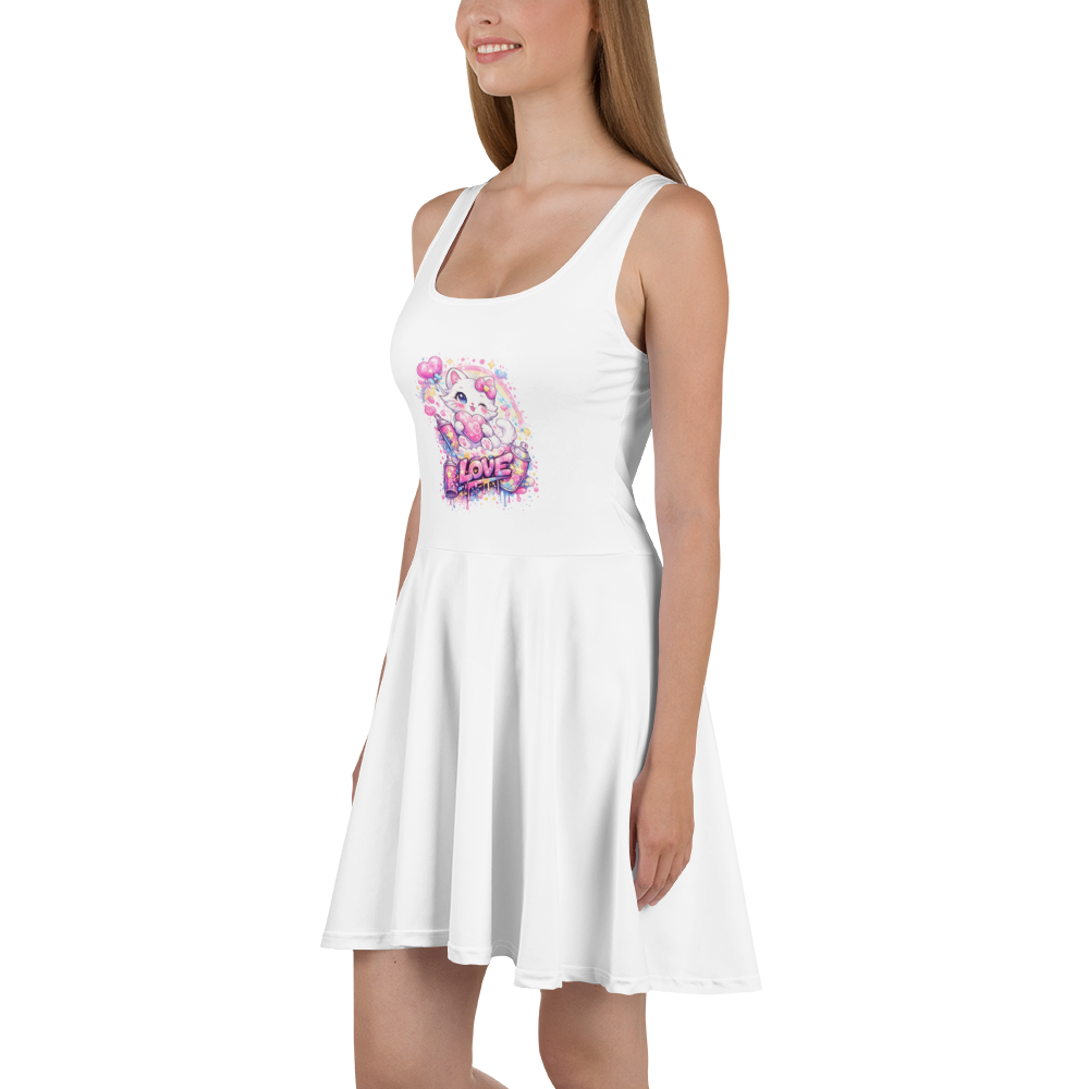 Sleeveless Skater Dress - Flared Mid-Thigh Skirt