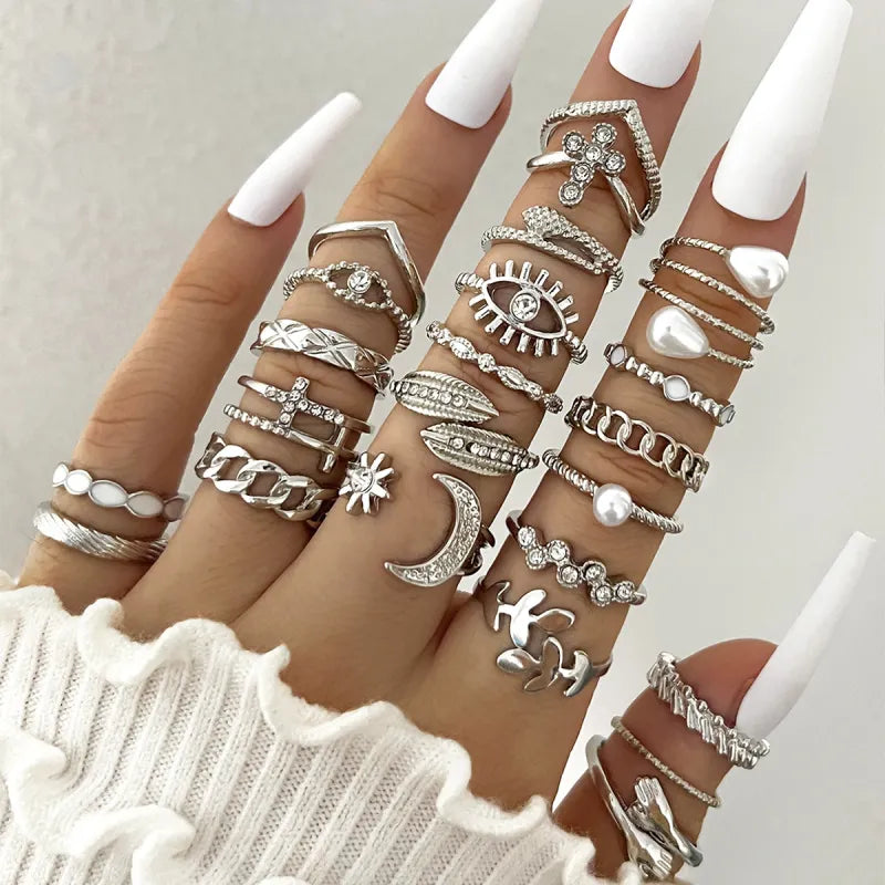 Elegant Enamel Knuckle Ring Set