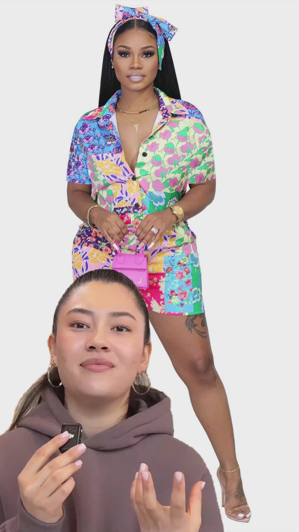 European And American Women's Random Printed Shirt Short Sleeve Shorts Suit