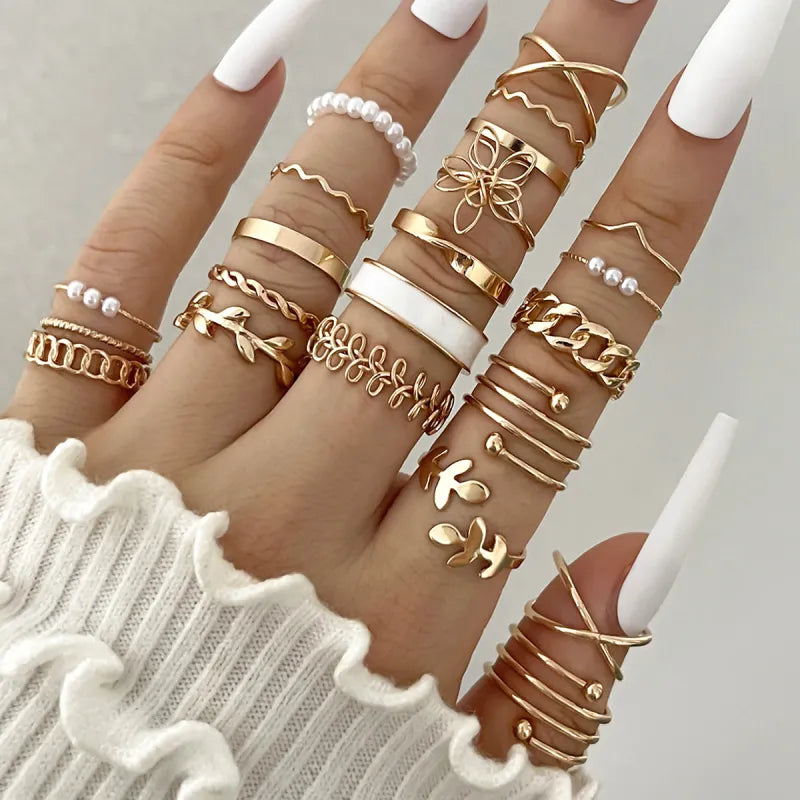 Elegant Enamel Knuckle Ring Set