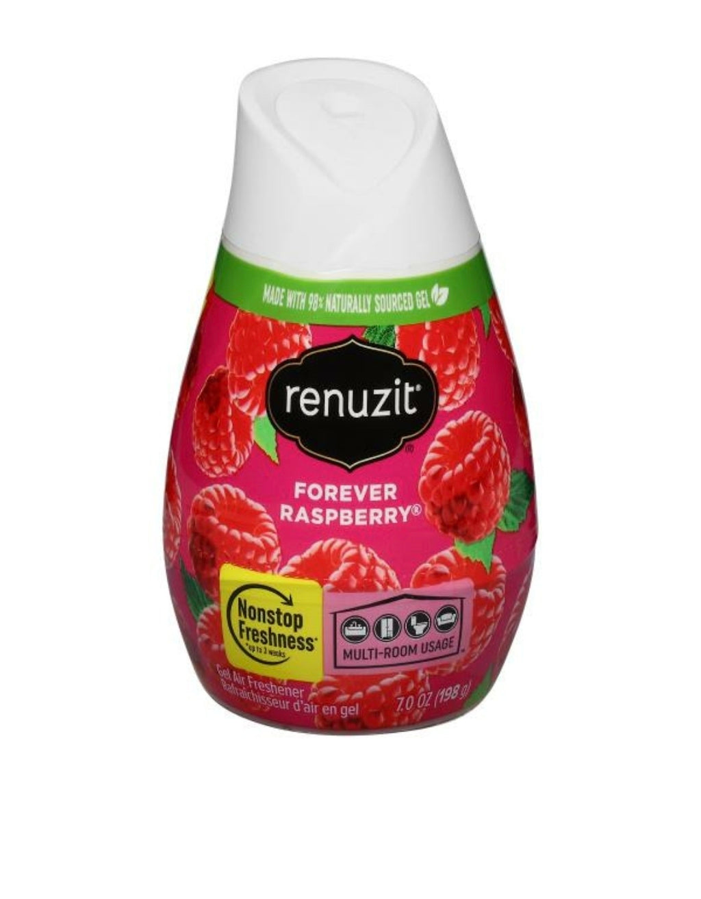 Renuzit Adjustable Solid Gel Air Freshener Cone, Forever Raspberry, Nonstop Freshness, 7 Ounces, 12 Cone