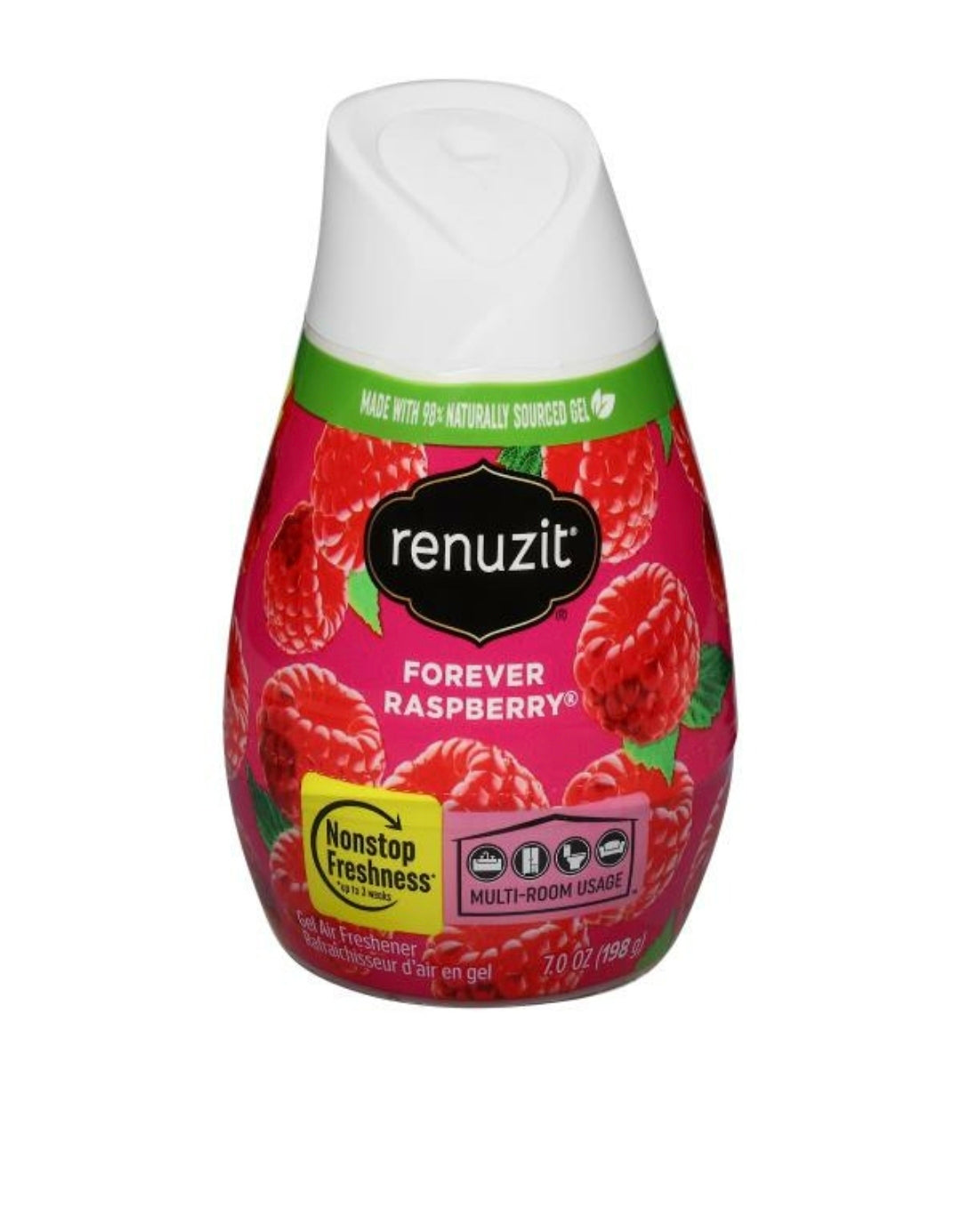 Renuzit Adjustable Solid Gel Air Freshener Cone, Forever Raspberry, Nonstop Freshness, 7 Ounces, 12 Cone