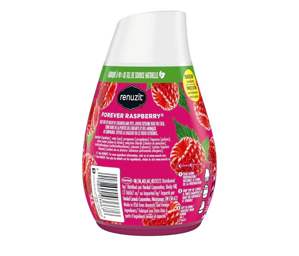 Renuzit Adjustable Solid Gel Air Freshener Cone, Forever Raspberry, Nonstop Freshness, 7 Ounces, 12 Cone